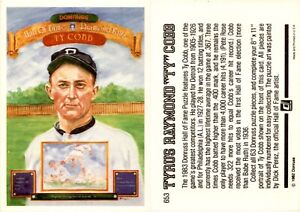 1982 Donruss Diamond Kings TY COBB Baseball Card 653 Detroit Tigers