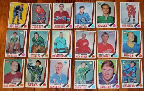 Lot de 61 jeu de cartes hockey 1969-70 OPC O Pee Chee qualité inférieure !