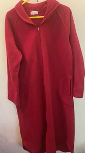 anne lewin red womens fleece robe size L pockets zipper - Picture 1 of 3
