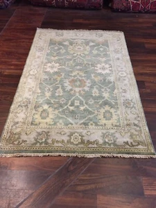 Sale Genuine Hand Knotted Oushak Geometric Area Rug Classic Carpet 4’x6’1”,S28 - Picture 1 of 12