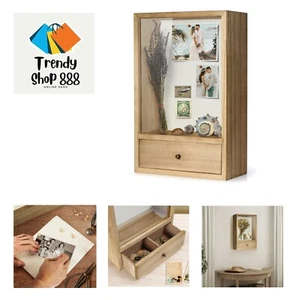 Deep Shadow Box Frame with Drawer, Shadowbox Display Case with Glass Window P... - Picture 1 of 8
