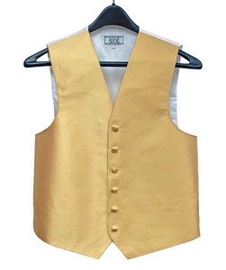 Men's Saffron Yellow Tuxedo Vest Adjustable Fullback Free Shipping Size Medium - Picture 1 of 2