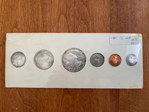 1960 Canadian Proof-Like 6-Coin Set Original Government Cardboard Holder Cover
