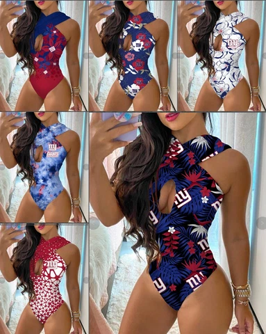New York Giants One Piece Halter Neck Bathing Suit Cutout Swimsuit Fans Gift Cover