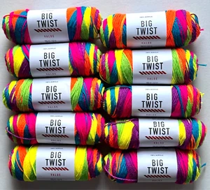 LOTS 10 Big Twist Value - Color Neon Lights 45-6288- 269 yd Ea. 100% Acrylic - Picture 1 of 6