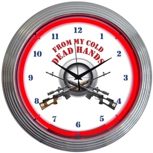 From My Cold Dead Hands Firearms Neon Clock 15"x15" - Picture 1 of 1
