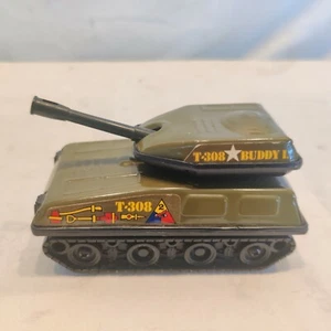 VINTAGE 1980 BUDDY L T-308 ARMY MILITARY TANK 4" METAL & PLASTIC JAPAN EUC - Picture 1 of 10