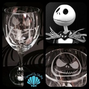 Bicchiere vino Jack Skellington personalizzato incubo prima di Natale qualsiasi nome - Foto 1 di 12
