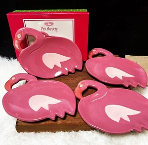Boston Warehouse Set of 4 Flamingo Ceramic Plates- Model #21877 Home Goods - Picture 1 of 5