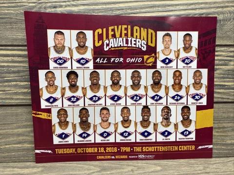 Cleveland Cavaliers Schottenstein Center 2016-2017 Preseason Roster 8x10” Cover