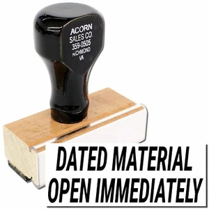 Dated Material Open Immediately Rubber Stamp Size 1/2" Tall x 1-1/2" Wide - Picture 1 of 5