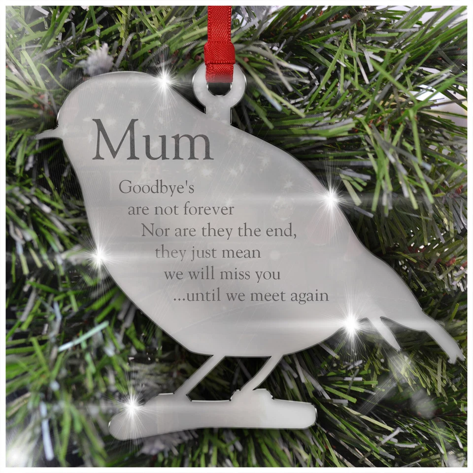 Remembrance Robin PERSONALISED Christmas Tree Decoration Bauble Xmas in Memory - Image 1 of 4