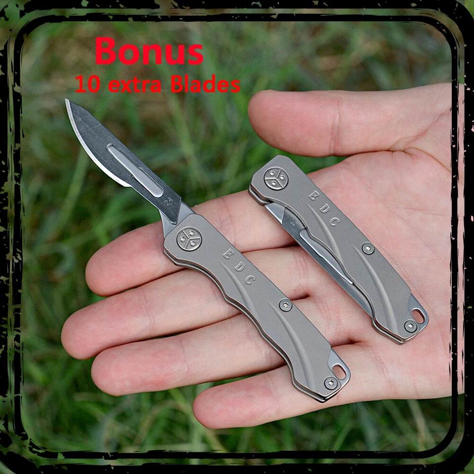 TC4 Titanium Utility Knife Scalpel Blade Pocket Folding Knife Outdoor Travel EDC - Image 1 of 4