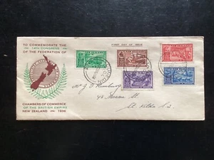 NZ 1936 Chamber of Commerce Full set FDC, NZ Map design,Dunedin CDS pmk(NZF649) - Picture 1 of 2
