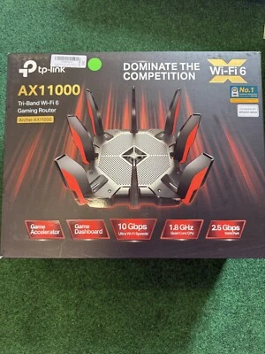 TP-LINK Archer AX11000 Tri-Band Wi-Fi 6 Gaming Router - Black/Red - Image 1 of 4