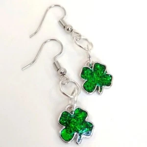 St. Patrick's Day Earrings Green Shamrock - Picture 1 of 7