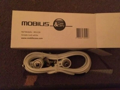 Cable Antivol MOBILIS, blanc  pour PC PORTABLE, PC Fixe, Autre - Longueur 1.8m - Photo 1/2