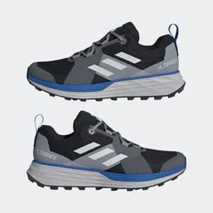 New Adidas Terrex Two Men's Trail Running Shoe Gray/Blue EH1837 size 7 - Picture 1 of 8