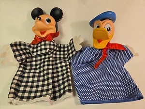Gund Mickey Mouse & Donald Duck Vintage Disney Hand Puppets, 1950's, 10" Tall - Picture 1 of 13