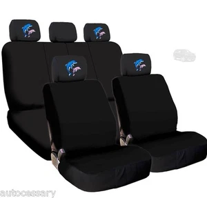 For Jeep New 4X Dolphin Logo Headrest and Black Cloth Car Truck Seat Covers - Picture 1 of 11