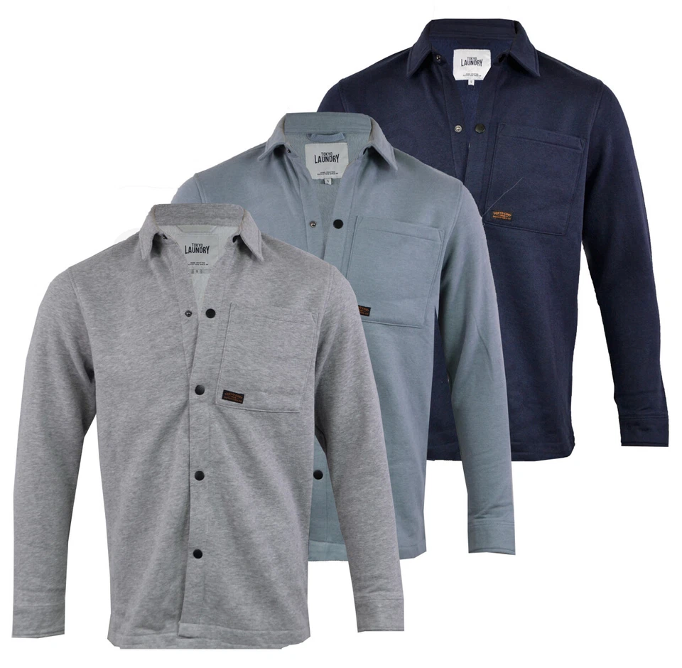 Mens Tokyo Laundry Over Shirt Collared Sweatshirt Button Up S-XXL - Image 1 of 1