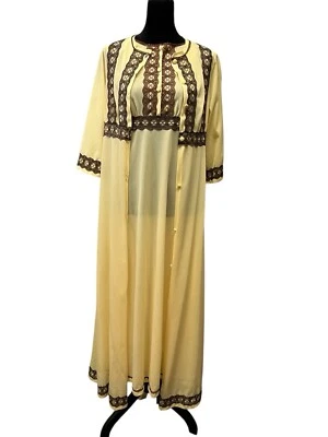 Juego de 2 camisones vintage de encaje marrón tostado años 70 Peignoir 42/44 poliamida - Francia Foto 1 de 4