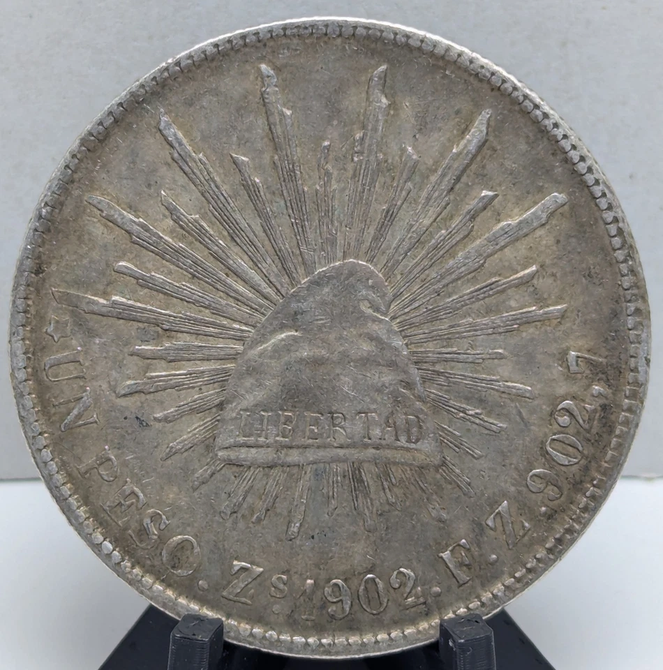 1902 Za FZ Un Peso Republica Mexicana XF/AU - Image 1 of 2