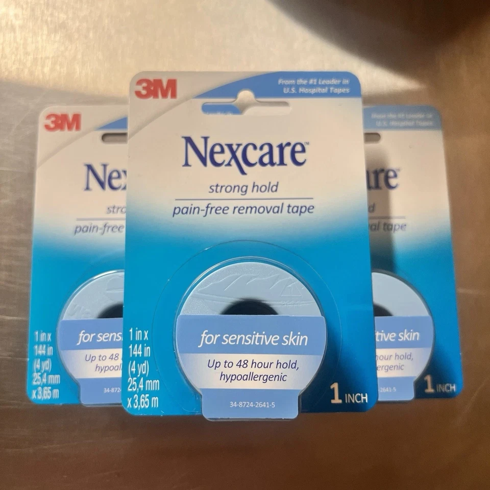 (Paquete de 3) Cinta 3M Nexcare Piel sensible Eliminación sin dolor Hipoalergénica Foto 1 de 1