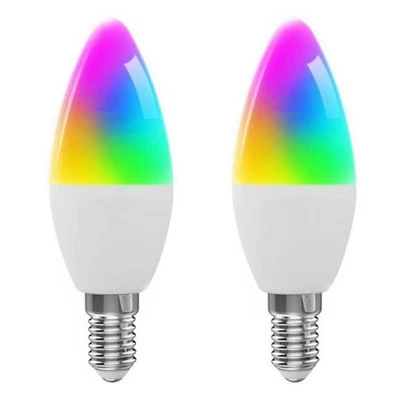 2X Tuya E14  Bulb Dimmable Five-Way Spiral Candle Bulb WiFi RGB Bulb Remote1517 - Image 1 of 4