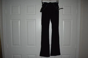 Outcast Gr. S schwarze Hose schwarz Spitze Overlay schwarz Schnalle Träger Nieten Goth - Bild 1 von 12