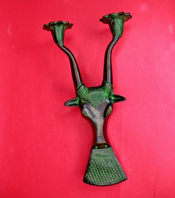 Bull Head Shape Candle Holder Handcrafted Brass Home Office Wall Decor Figurine Foto 1 de 4