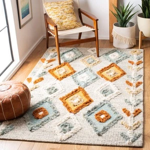 Kenya Collection Area Rug - 8' x 10', Grey & Blue, Handmade Moroccan Boho Tri... - Picture 1 of 6
