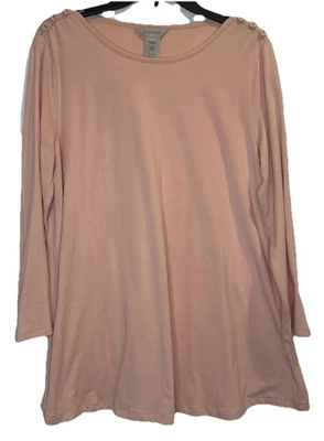 Blusa túnica tejida manga 3/4 con detalles de botones rosa para mujer talla L NUEVA Foto 1 de 4