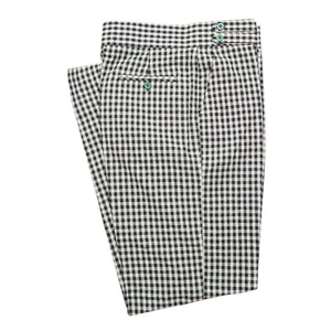 Mens 34 Gurkha Pants Black Ivory Gingham Check Cotton Flat Front Straight Fit - Picture 1 of 8