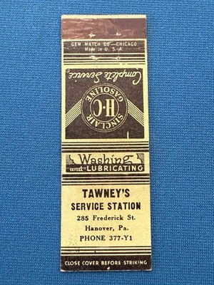 Tawney's Gas Service Station Hanover Pennsylvania VTG Matchbook Cover Lt#2136 - Image 1 of 2