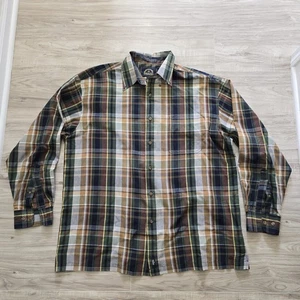 BD Baggies Shirt Mens Large Plaid Button Long Sleeve Green Brown - Picture 1 of 9