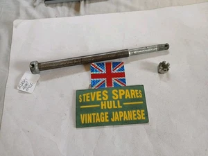 SUZUKI B120M, REAR WHEEL AXLE and castle nut ,250mm long overall ,nos . - Picture 1 of 5