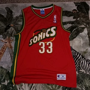 Camiseta deportiva de baloncesto mediana Patrick Ewing Seattle Supersonics #33 roja de la NBA nueva  - Imagen 1 de 2