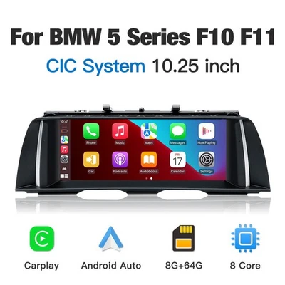 10.25" Android Car GPS Navi CarPlay For BMW 5Series F10 F11 520i 525i 528i CIC - Image 1 of 4