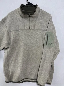 Arc'teryx 1/4 Zip Mock Neck Tan Men’s Large Pullover w Arm Zip Pocket LESEN - Bild 1 von 14