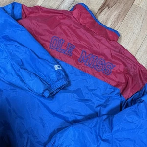 Vintage Starter Ole Miss Rebels Jacket Coat Size Mens Large Football Full Zip - Picture 1 of 12