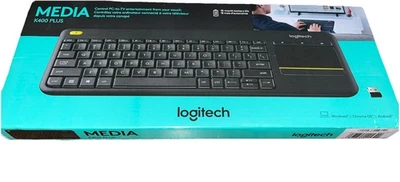 Logitech K400 Plus TKL Wireless Membrane TV Keyboard with Built-in Touchpad NEW - Image 1 of 4