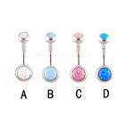 14G 3/8" Internally Threaded Synthetic Opal Glitter Belly Button Ring Navel Bar