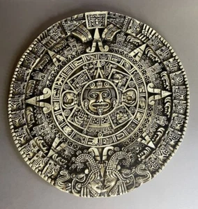 Vintage Mid-Century Aztec Solar Calendar Sun Stone Wall Art Plaque Mayan 17.5" - Picture 1 of 10