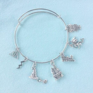 I Love HP Fandom Silber viele Charms ausziehbarer Armreif Armband. - Bild 1 von 3