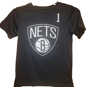 NWT Brooklyn nets t shirt boys X small 4/5 black quick dry material - Picture 1 of 3
