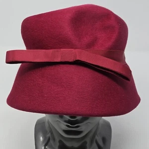 Rare Vintage 50s Originals by Lee Bury Dallas Hat Small Wool Felt Red USA - Picture 1 of 9