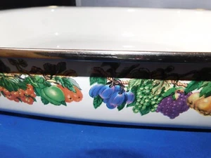 Tabletops Kensington Garden ROASTER Enamelware Lasagna Pan Vintage Harvest - Picture 1 of 3