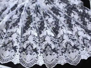 0,5 m Spitzenstoff, (19,90 Euro/m), 130 cm breit, Tüllspitze ,weiß - Bild 1 von 7