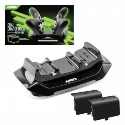 KMD Xbox One Dual Charge Dock with 2 pack 1200mAh Ni-MH batteries Black - Image 1 of 4